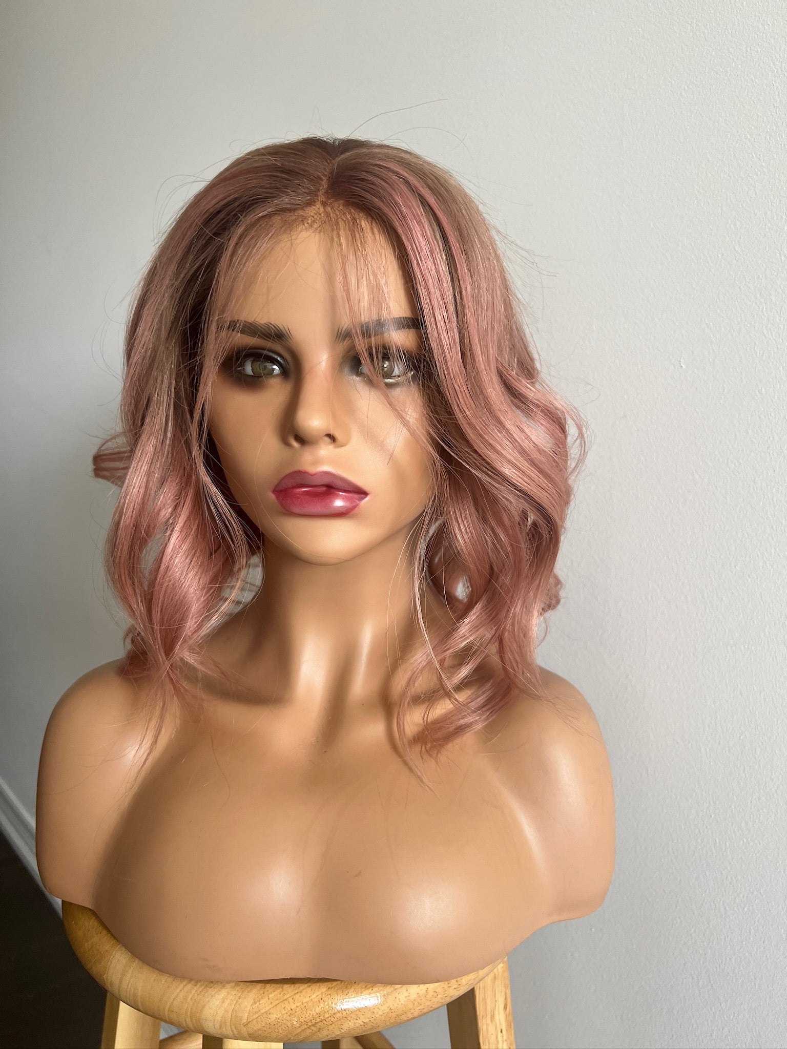 Syren | Smoky Pink with Pinksh Dark Blonde Balayage and Dark Brown Roots