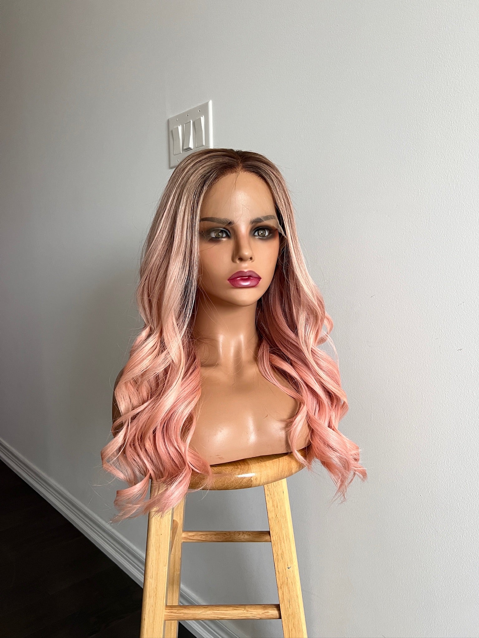Syren | Smoky Pink with Pinksh Dark Blonde Balayage and Dark Brown Roots