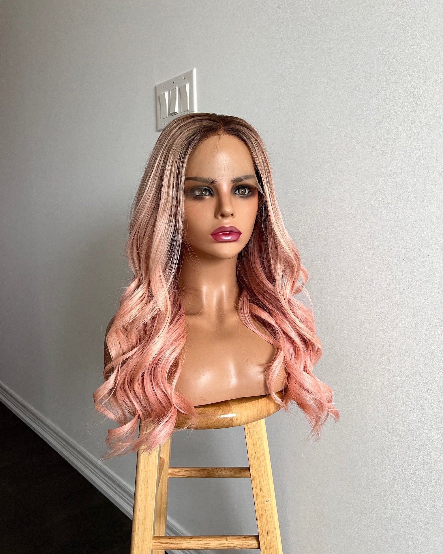 Syren | Smoky Pink with Pinksh Dark Blonde Balayage and Dark Brown Roots