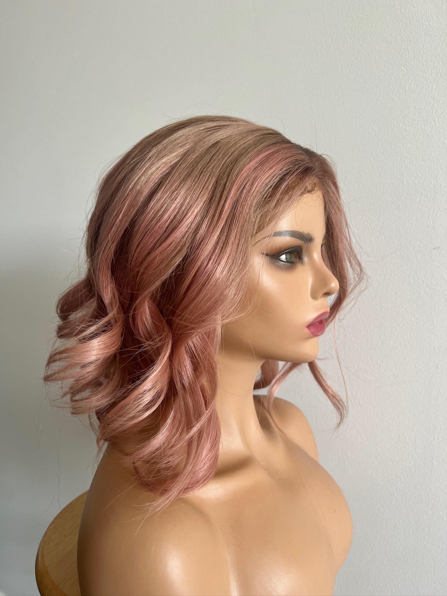 Syren | Smoky Pink with Pinksh Dark Blonde Balayage and Dark Brown Roots
