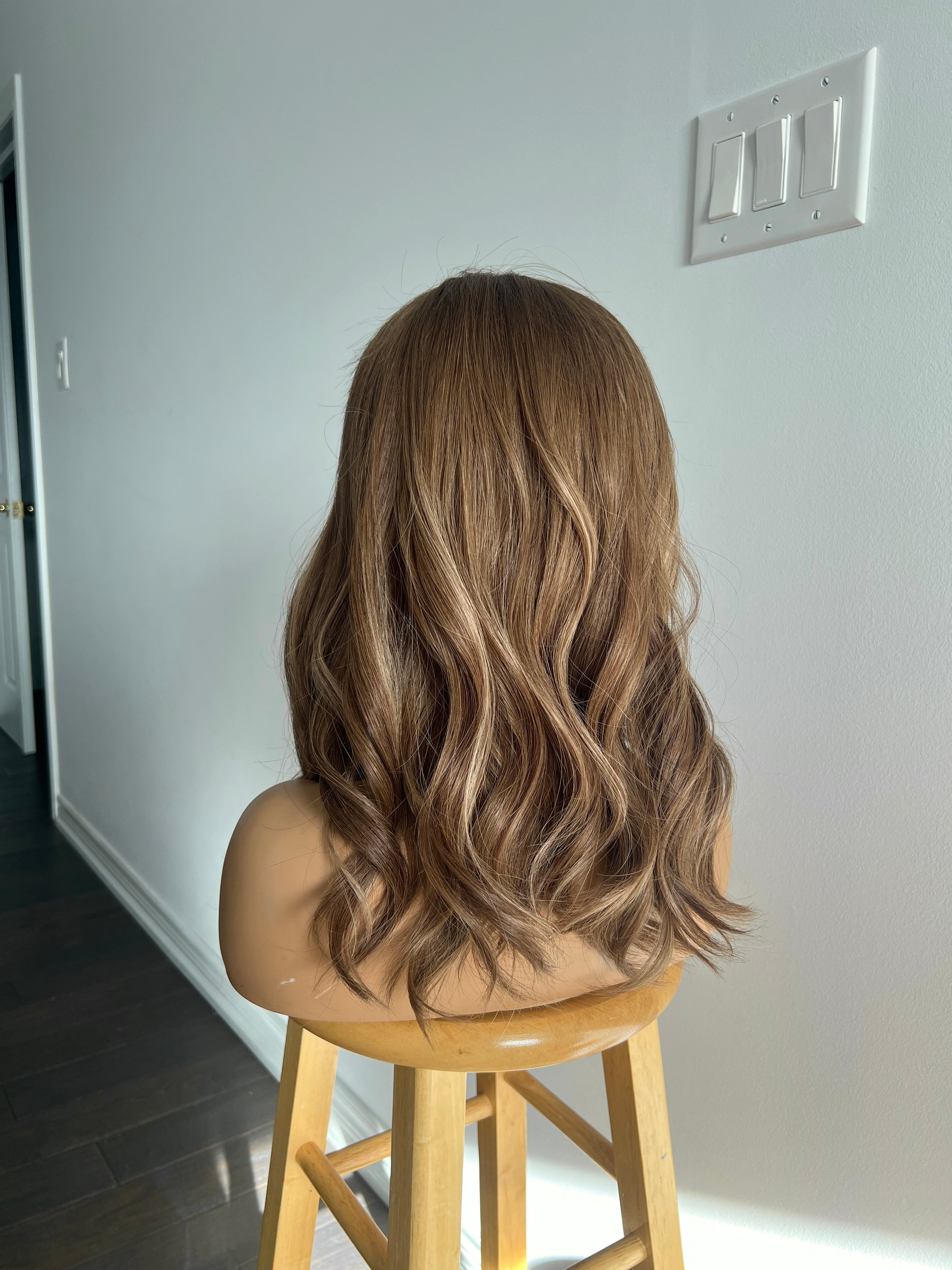 Twilight Umber | Medium to Light Beige Brown with Pale Blonde Balayage with Face-framing Highlights