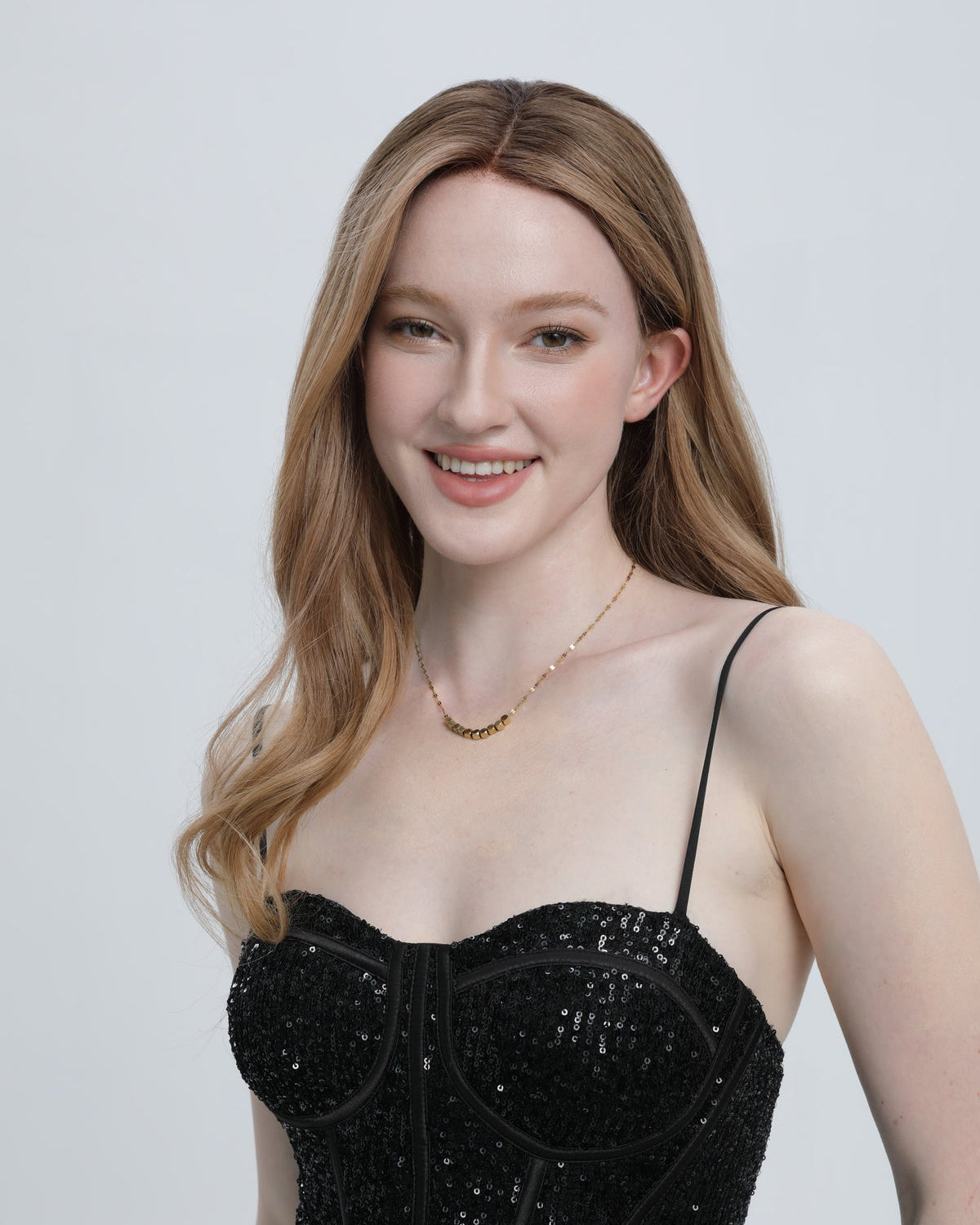 Nector | Medium Brown with Dark Warm Tone Blonde Balayage and Face-framing Highlights