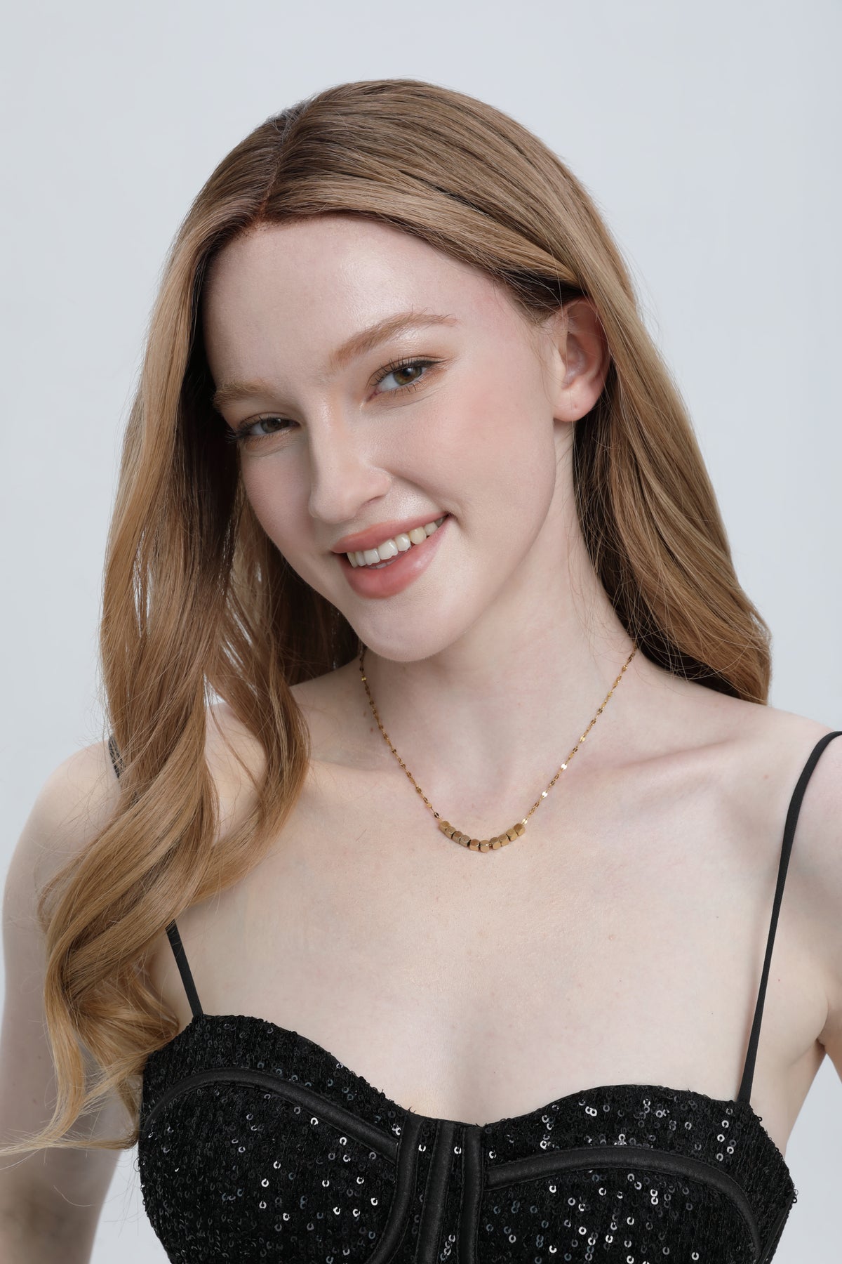 Nector | Medium Brown with Dark Warm Tone Blonde Balayage and Face-framing Highlights