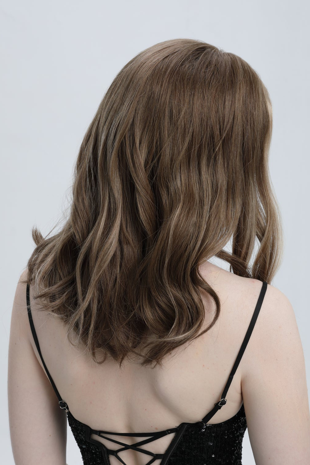 Twilight Umber | Medium to Light Beige Brown with Pale Blonde Balayage with Face-framing Highlights