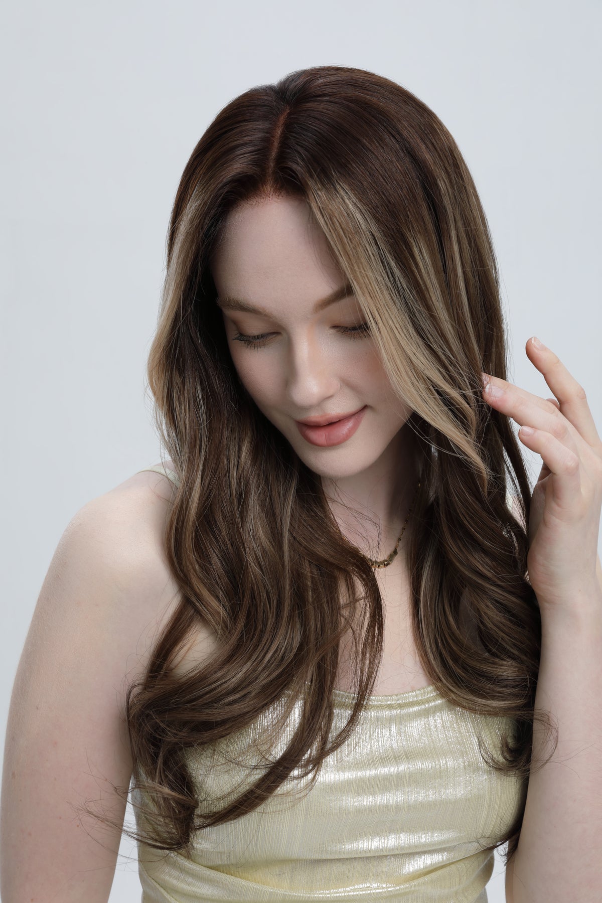 Cindered Mocha | Dark Brown With Light Beige Brown Balayage and Face-framing Highlights
