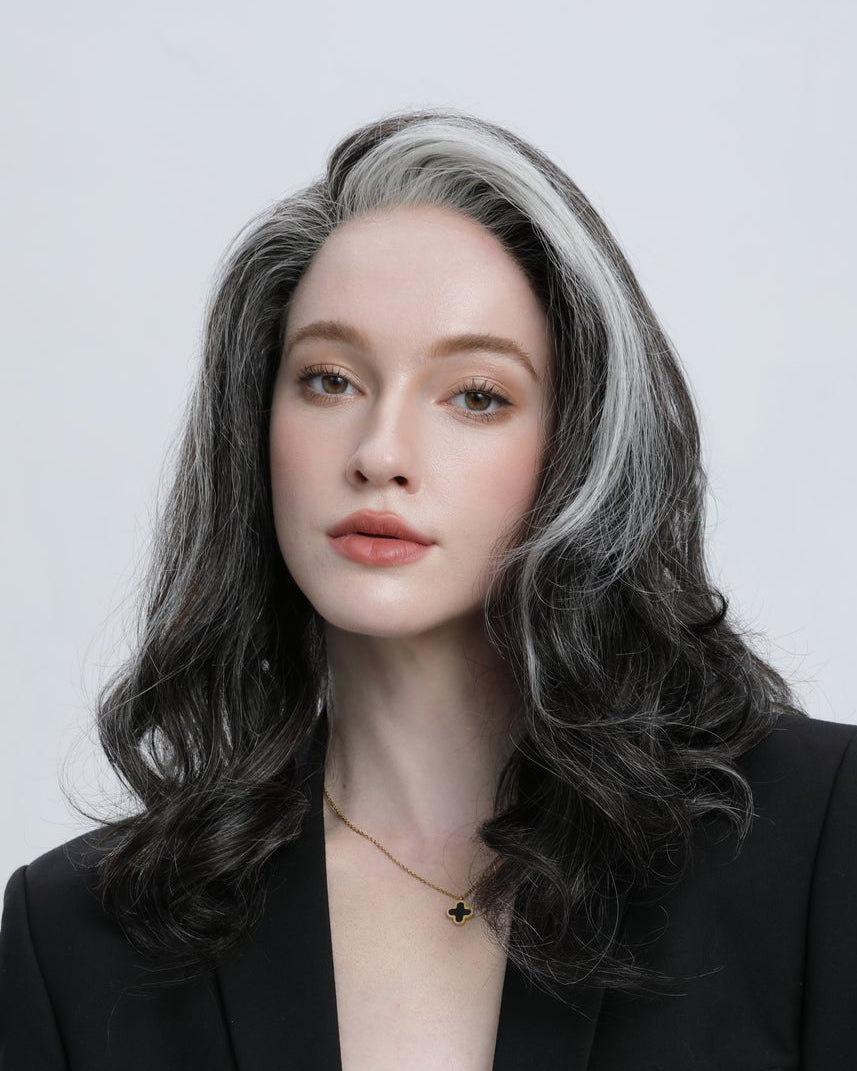 Nightsong | Black with Mixed Silver and Defined Face-framing Highlights