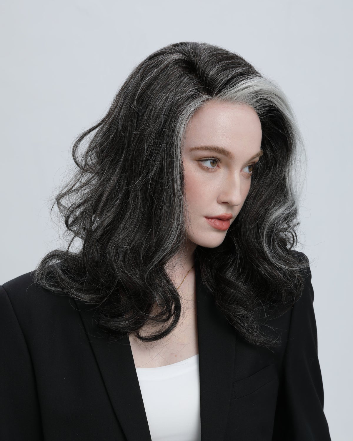 Nightsong | Black with Mixed Silver and Defined Face-framing Highlights