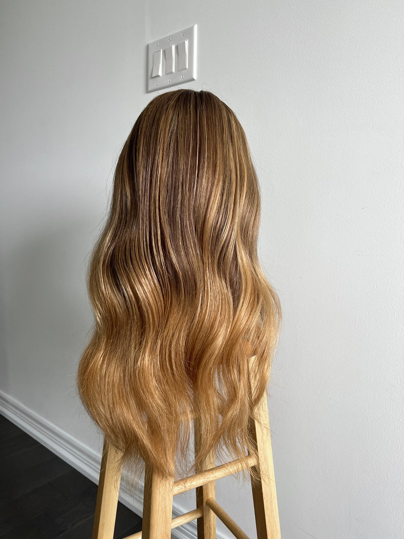 Nector | Medium to Dark Warm Tone Brown with Gold Blonde Balayage and Face-framing Highlights