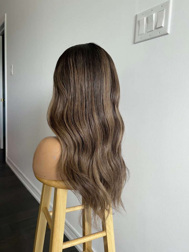 Cindered Mocha | Dark Brown With Light Beige Brown Balayage and Face-framing Highlights