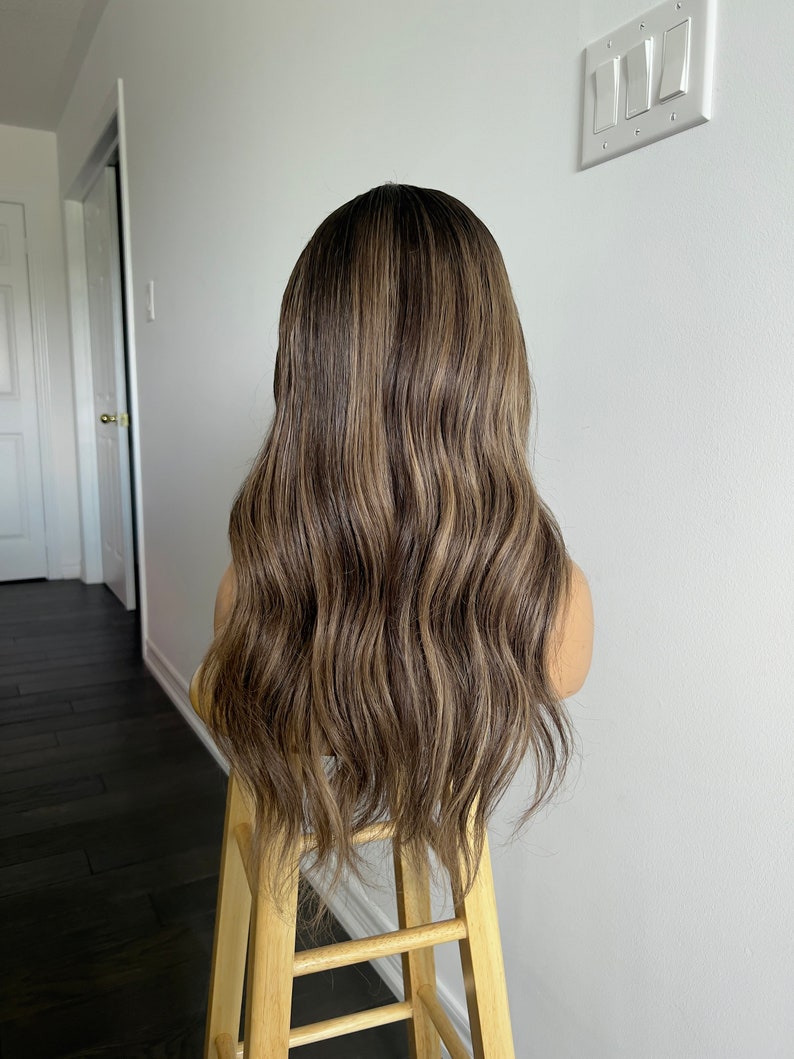 Cindered Mocha | Dark Brown With Light Beige Brown Balayage and Face-framing Highlights