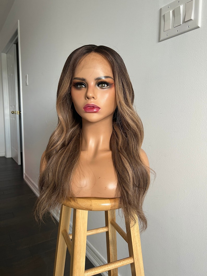 Cindered Mocha | Dark Brown With Light Beige Brown Balayage and Face-framing Highlights