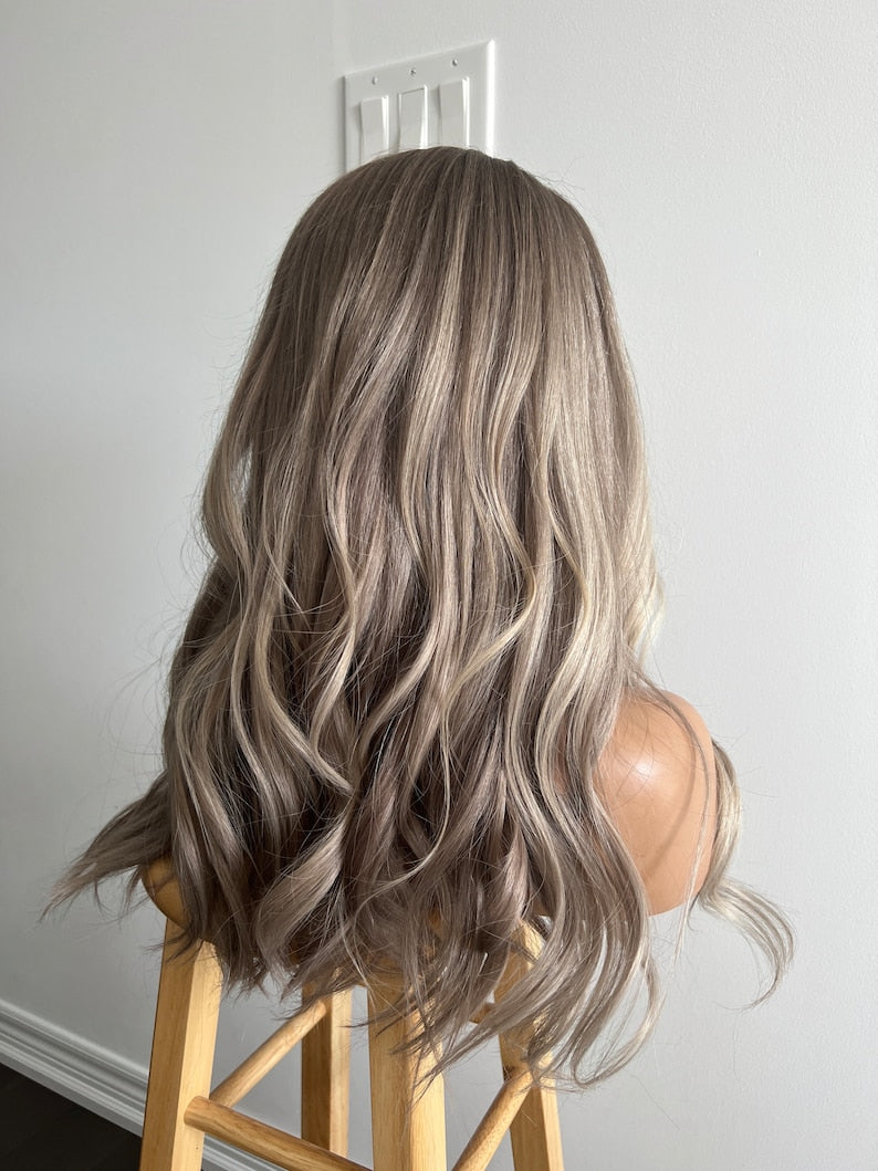 Winter Birch | Ashy Tone Dark with Pale Blonde Balayage and Face-framing Highlights