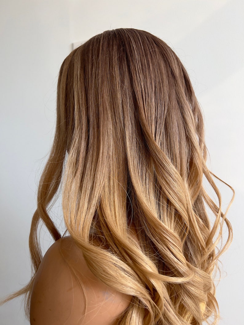 Nector | Medium to Dark Warm Tone Brown with Gold Blonde Balayage and Face-framing Highlights