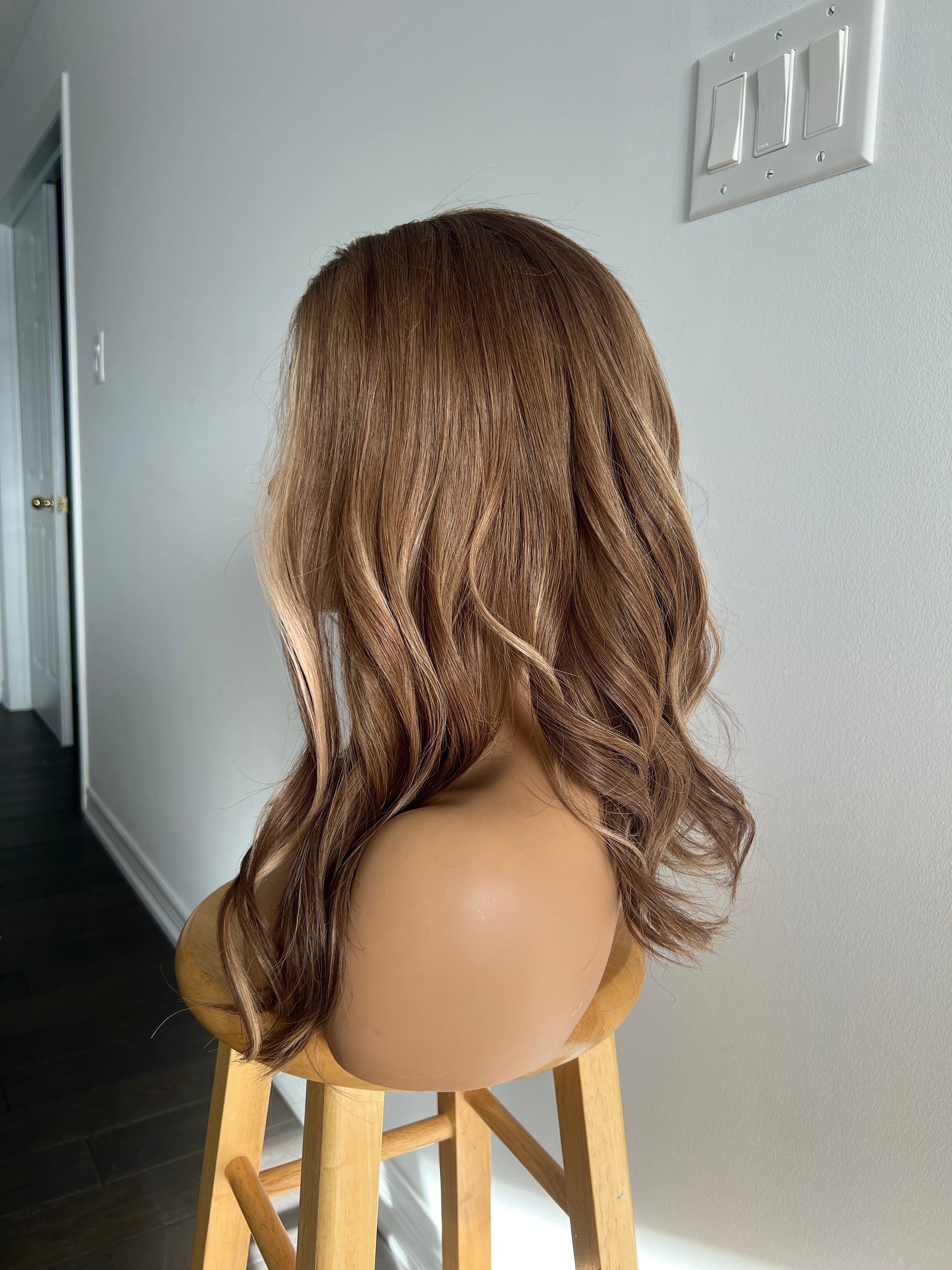 Twilight Umber | Medium to Light Beige Brown with Pale Blonde Balayage with Face-framing Highlights