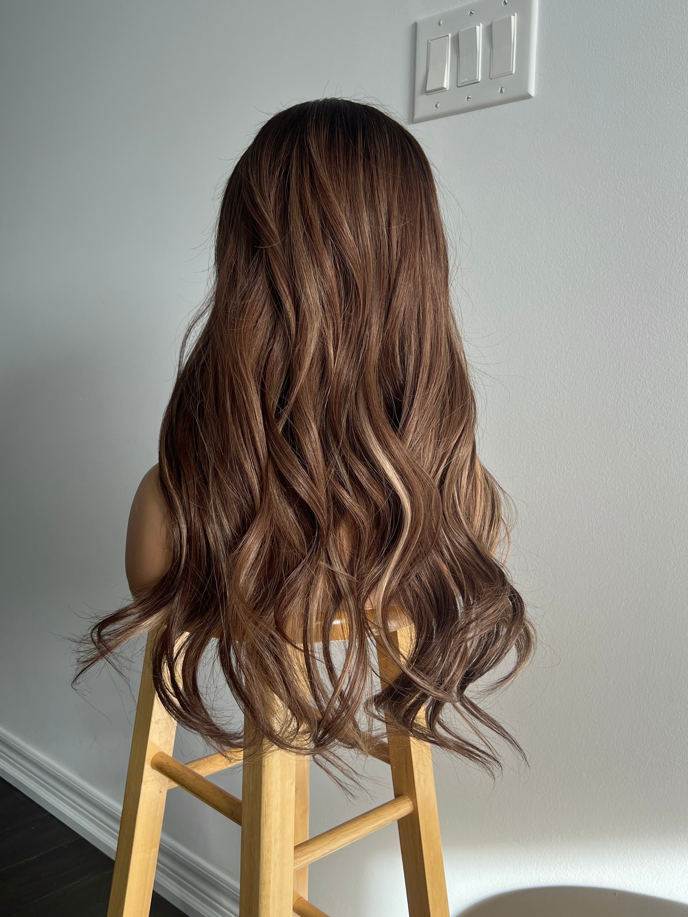 Cindered Mocha | Dark Brown With Light Beige Brown Balayage and Face-framing Highlights