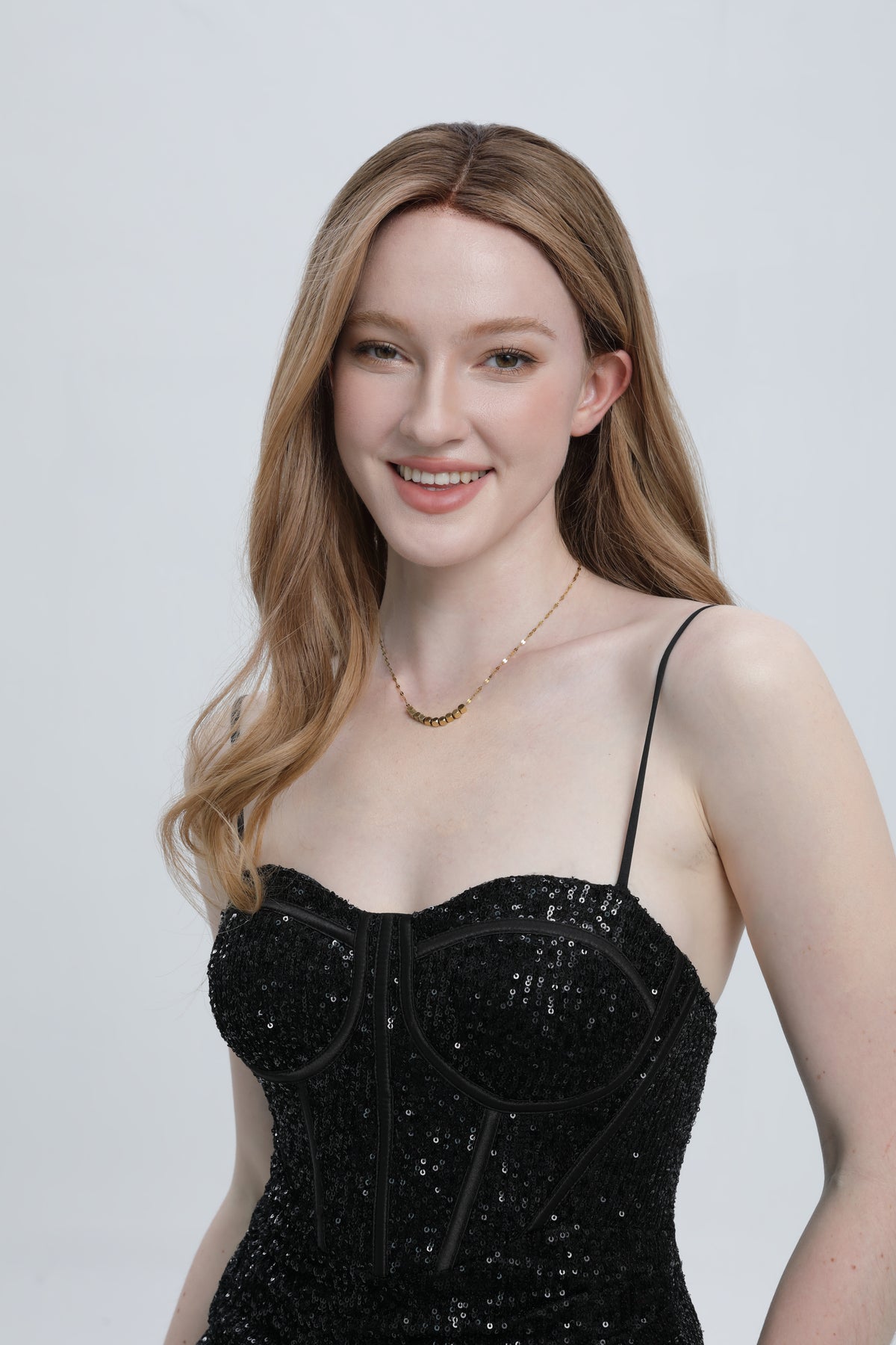 Nector | Medium Brown with Dark Warm Tone Blonde Balayage and Face-framing Highlights