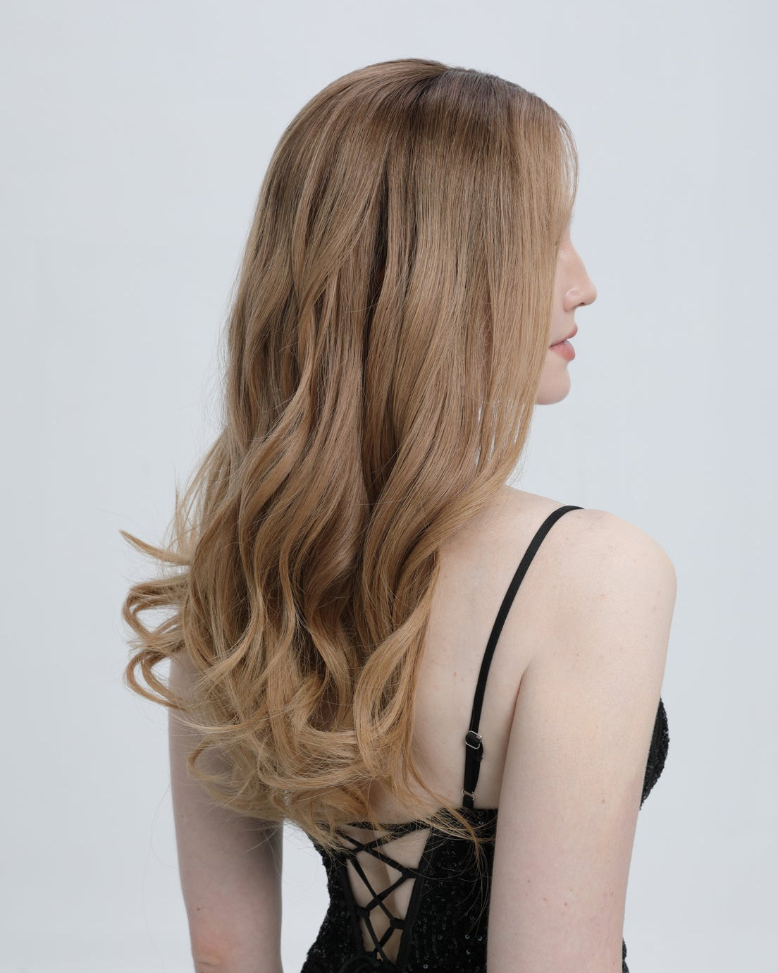 Nector | Medium Brown with Dark Warm Tone Blonde Balayage and Face-framing Highlights