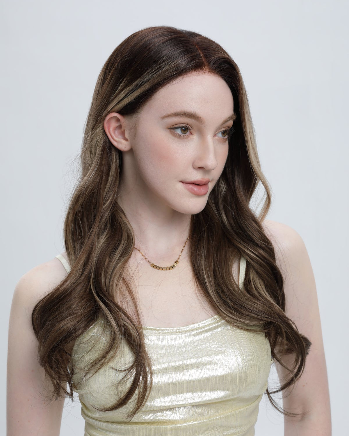 Cindered Mocha | Dark Brown With Light Beige Brown Balayage and Face-framing Highlights