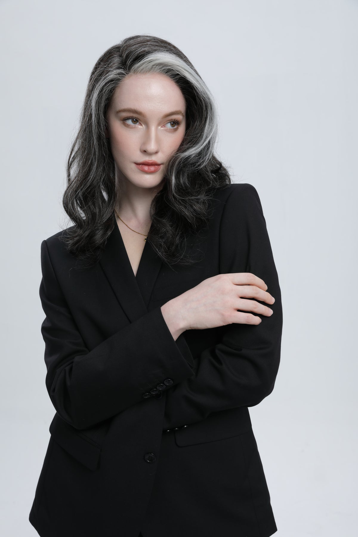 Nightsong | Black with Mixed Silver and Defined Face-framing Highlights