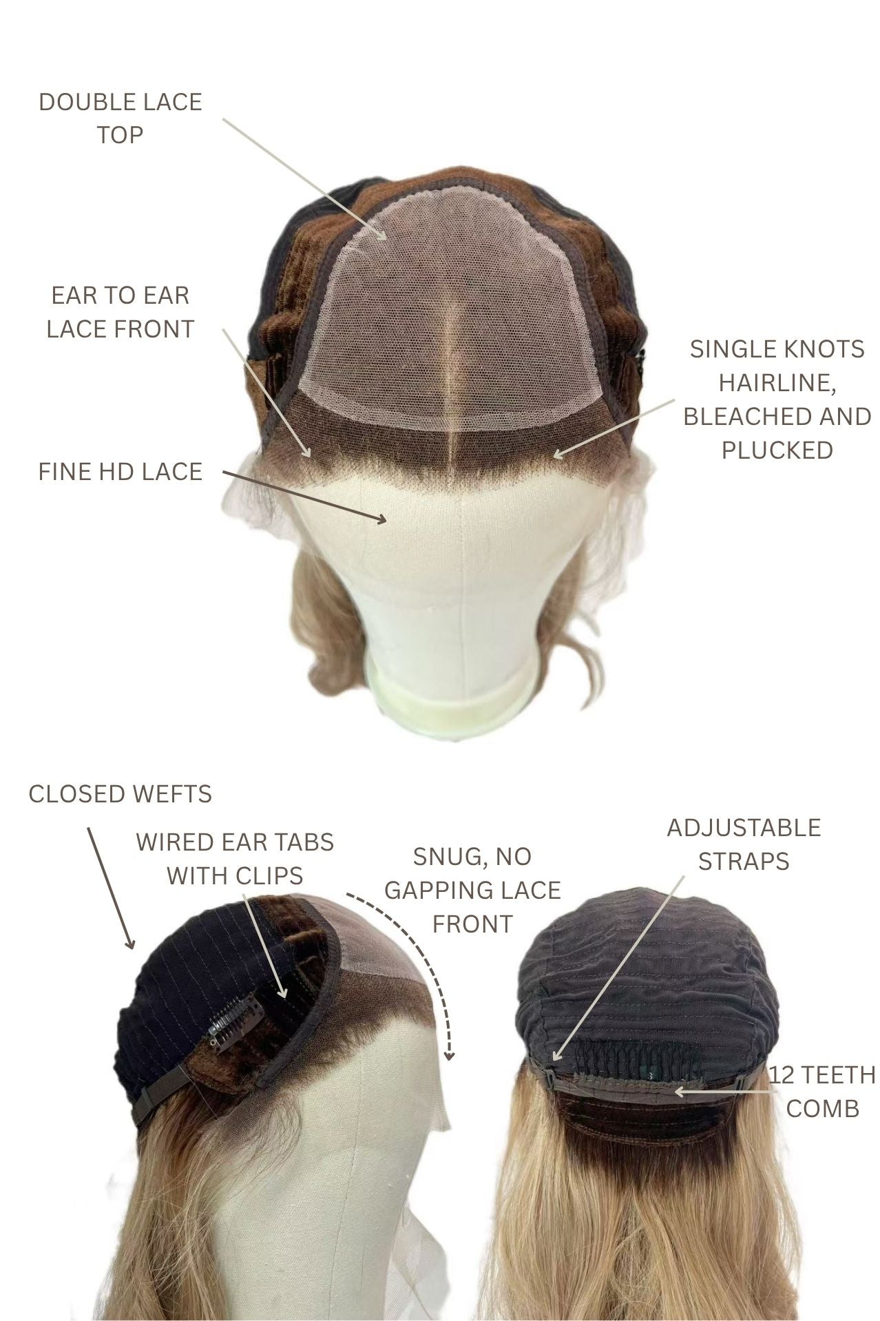 Nector | Medium Brown with Dark Warm Tone Blonde Balayage and Face-framing Highlights