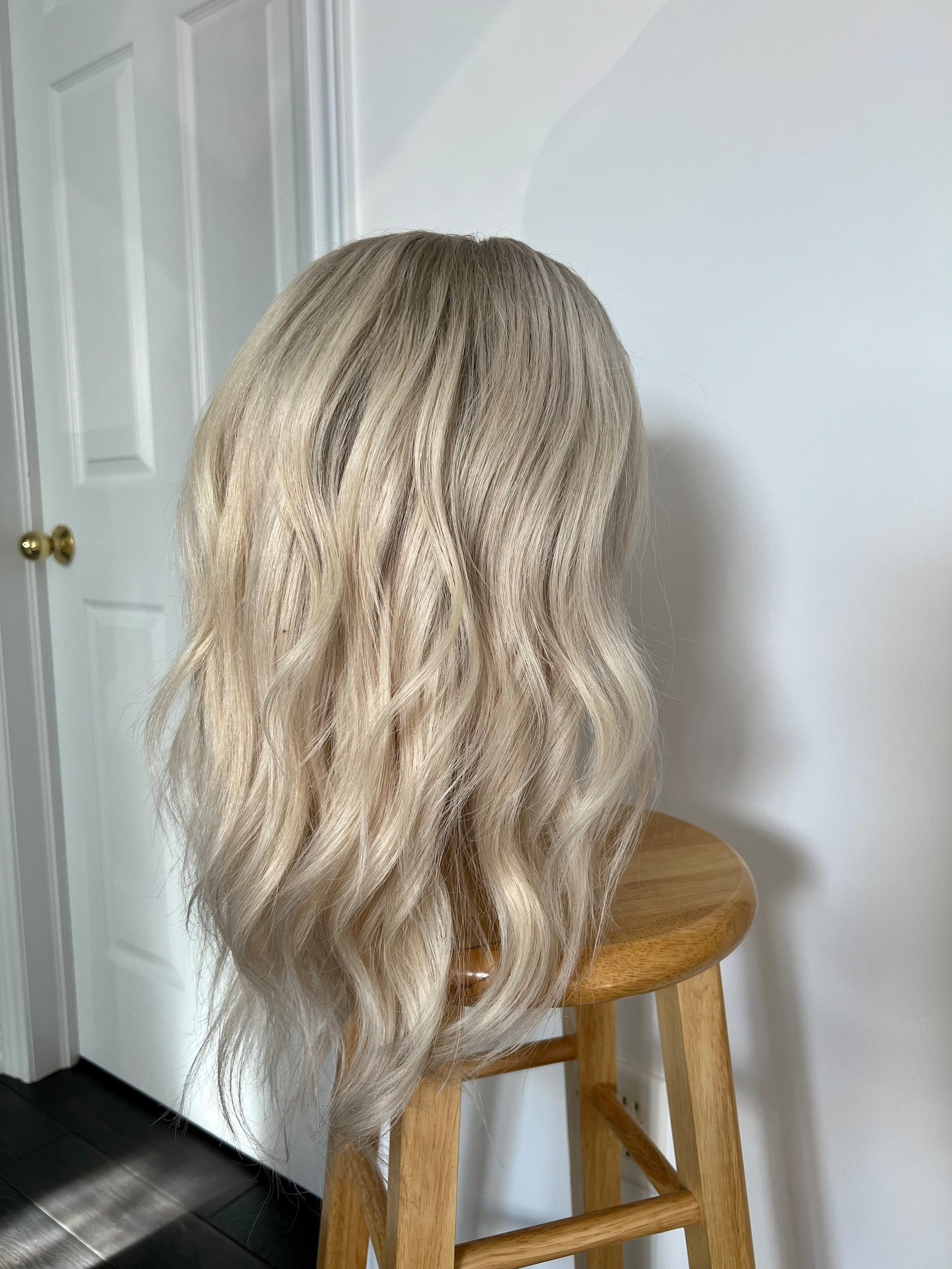 Icy Platinum Blonde with Light Ashy Blonde Shadow Roots Wig