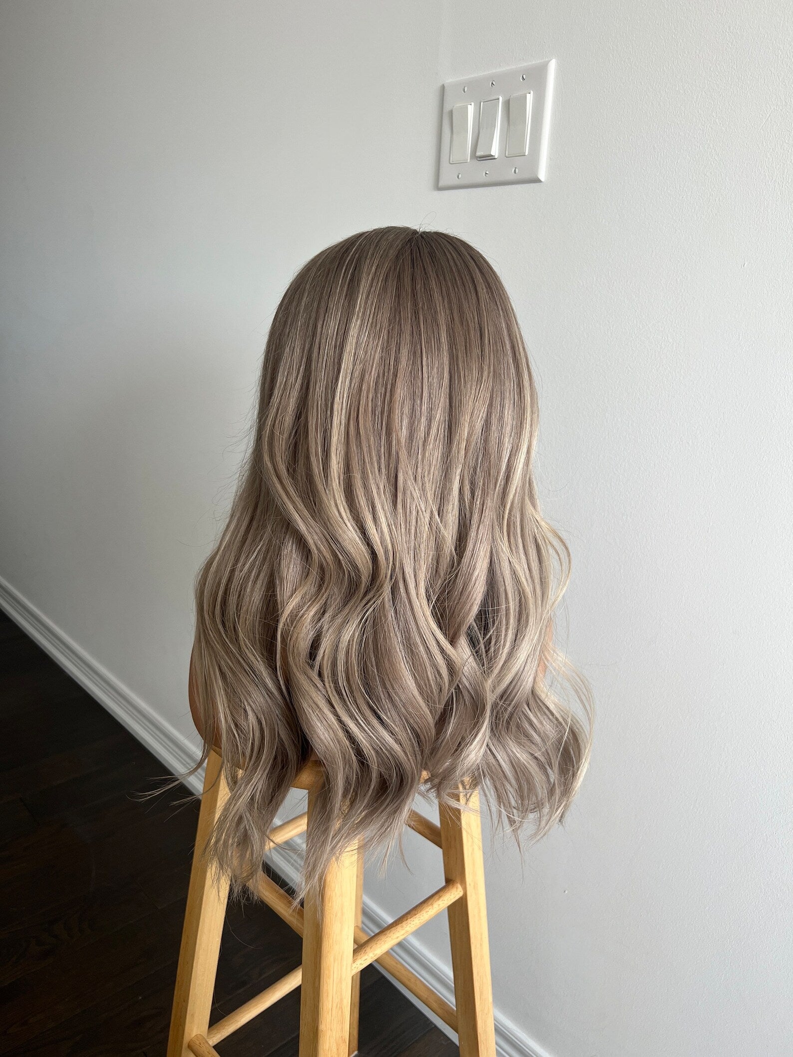 Dark Ashy Blonde with Platinum Babylights and Moneypiece Balayage Wig