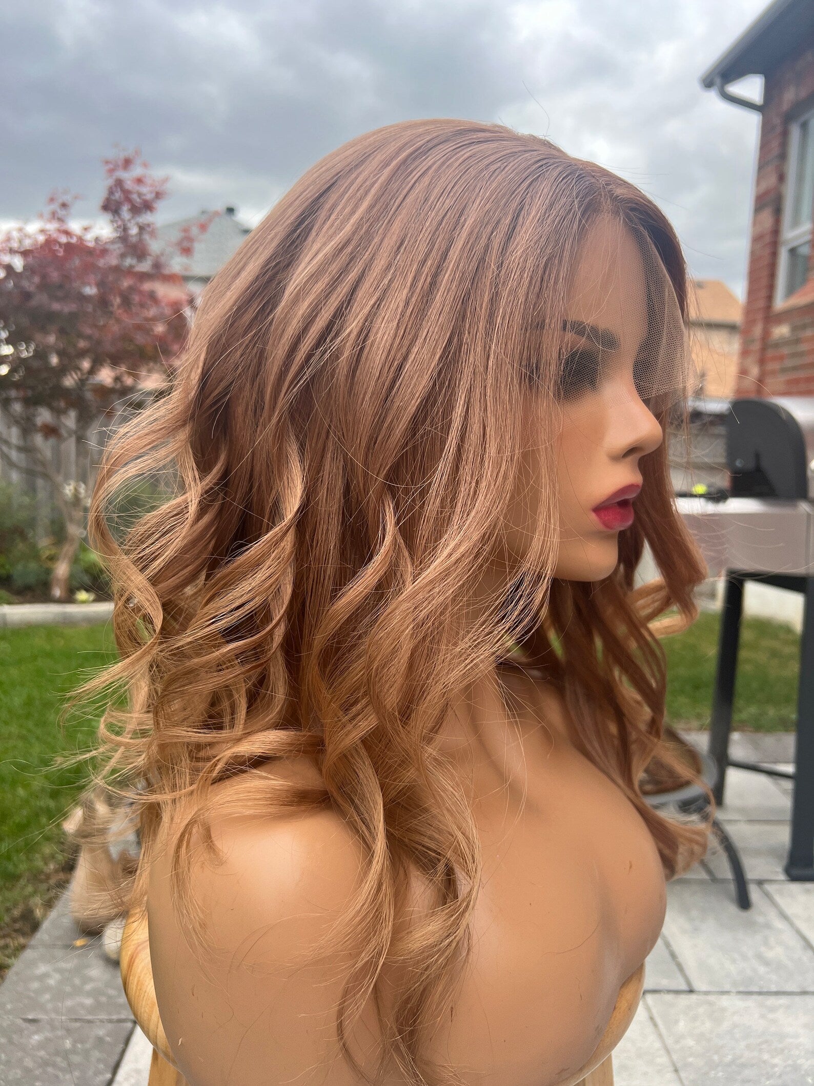 Light Vivid Auburn with Honey Blonde Balayage Wig