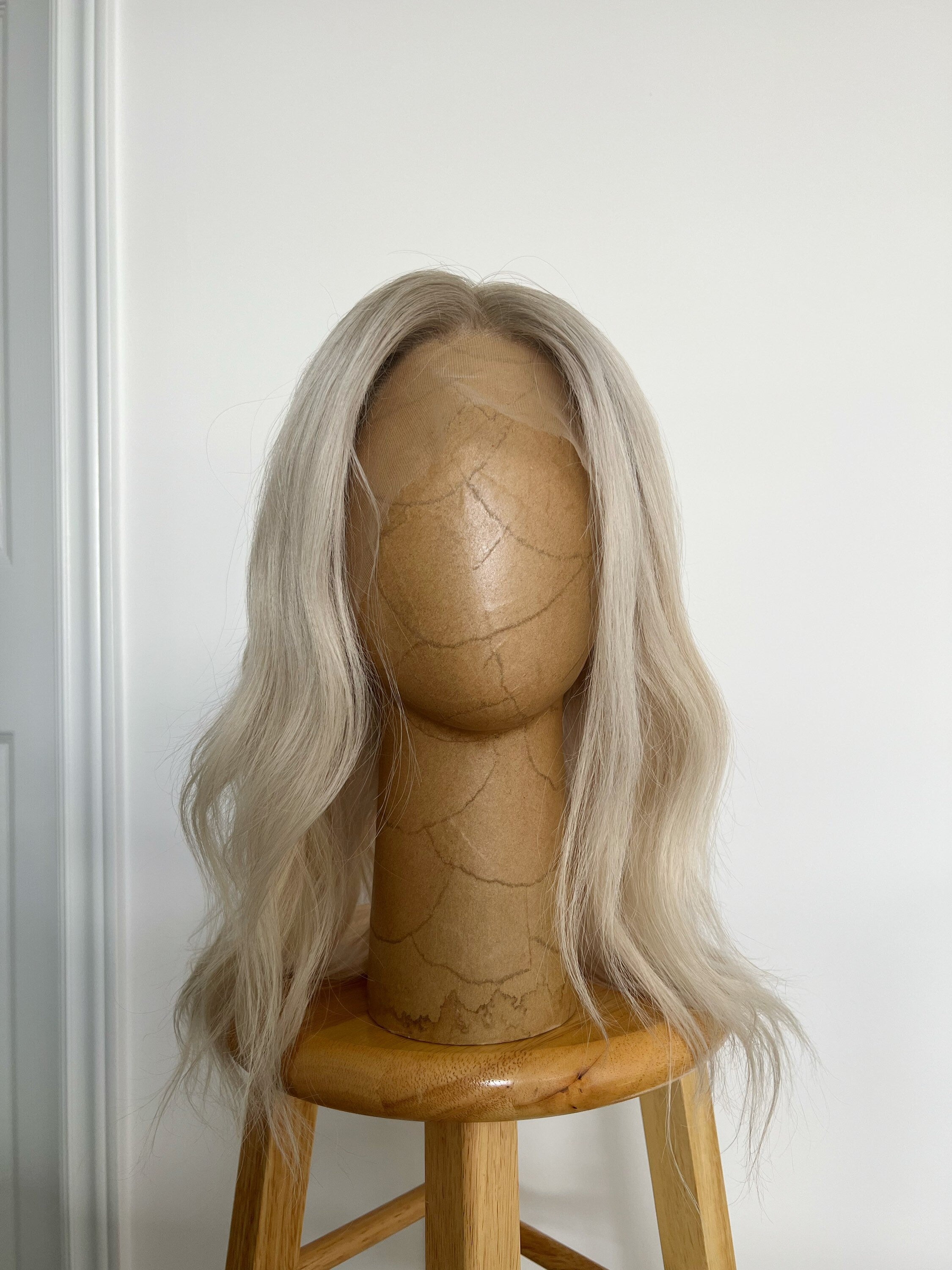 Icy Platinum Blonde with Light Ashy Blonde Shadow Roots Wig