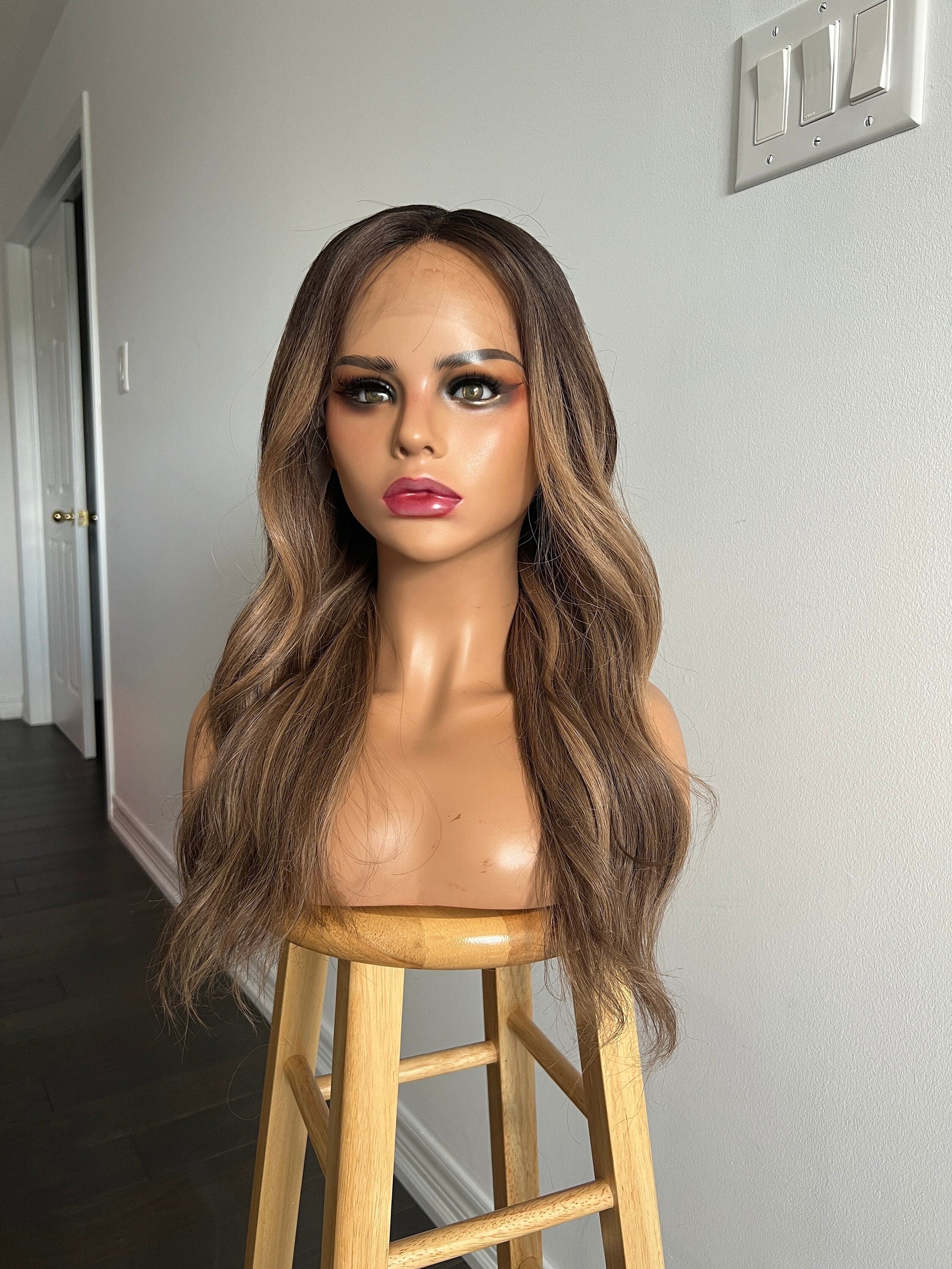 Dark with Light Brown Defined Highlights Balayage Wig