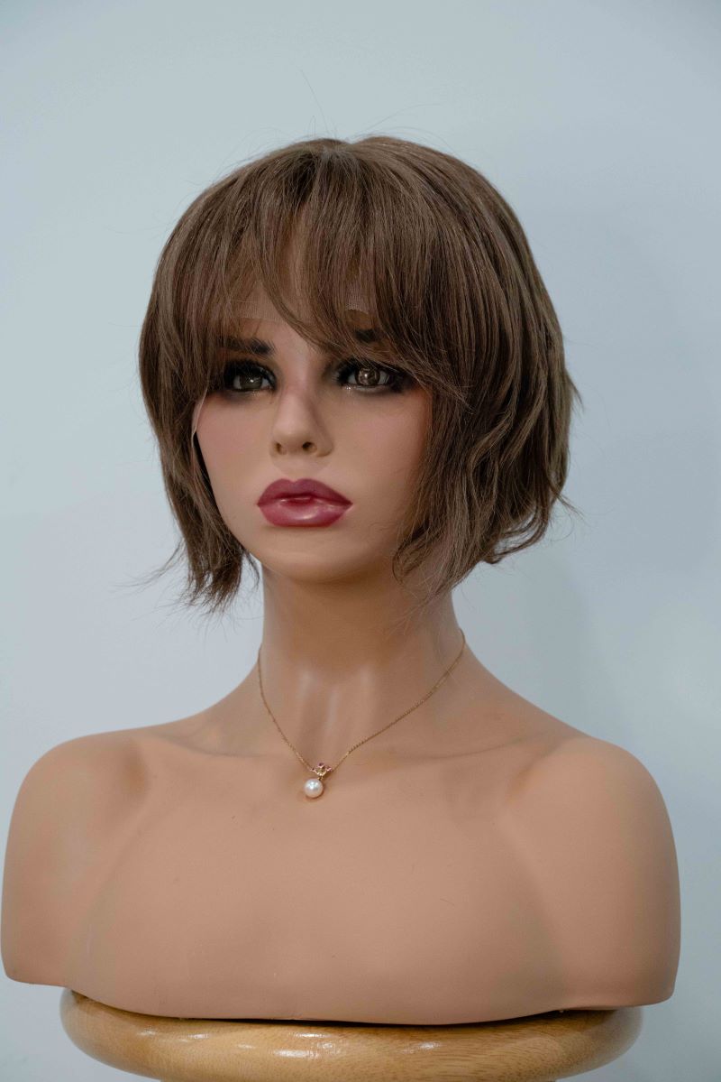 Amelia | Chestnut Brown French Bob With Curtain Bangs Wig â€“ Wig Coven